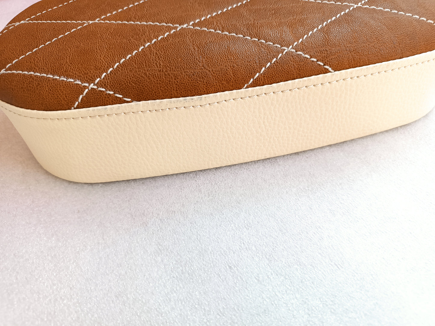 Sitzbank beige braun mit abgesteppter Naht in beige - Simson Star / Spatz