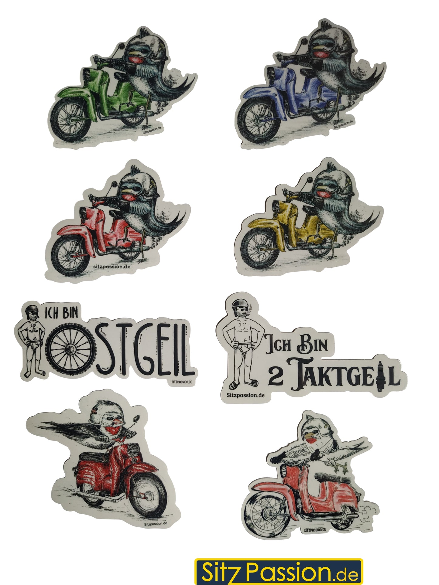 Package - 8 x Sticker / Aufkleber - Simson